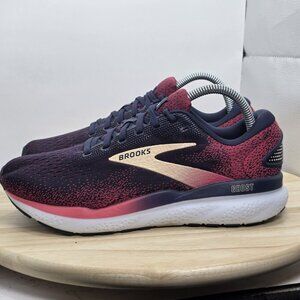 Brooks Ghost 16 Women's Blue Pink White Peacoat Running Shoes Size 8.5 D Wide